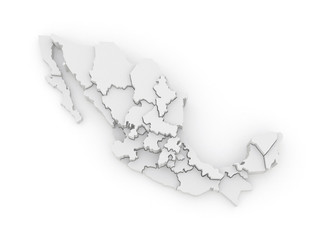 Three-dimensional map of Mexico