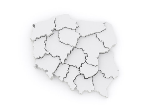 Fototapeta Three-dimensional map of Poland.