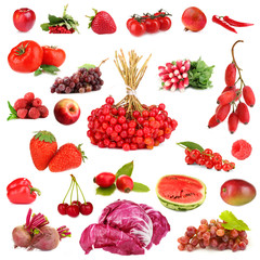 Collection of fruits and vegetables  isolated on white