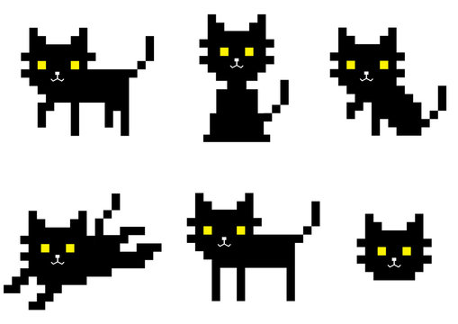 Pixel Black Cat Character