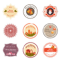 Christmas Retro Labels Set - Isolated On White