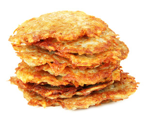 Potato pancakes, isolated on white