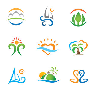 Experience travel paradise and live free logo template