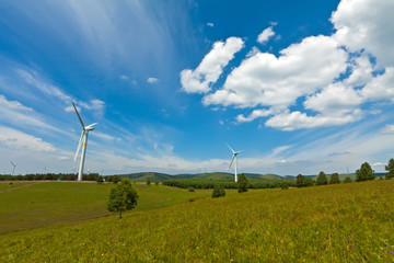 wind power generator on the grassland