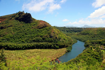 Wailua River Mountain Landscape Kauai Hawaii Island