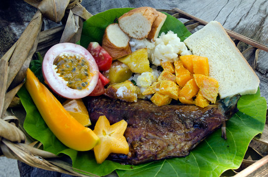 Tropical Food Dish In Aitutaki Lagoon Cook Islands