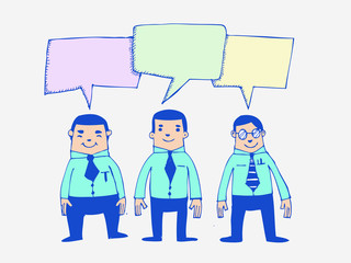 Hand drawn people  and speech bubbles set