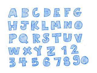 Design of line Font Sketch Hand drawing vector letters