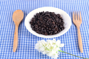 coffee beans Spoon and fork
