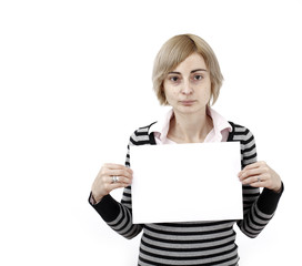 Fototapeta premium Woman holding a paper