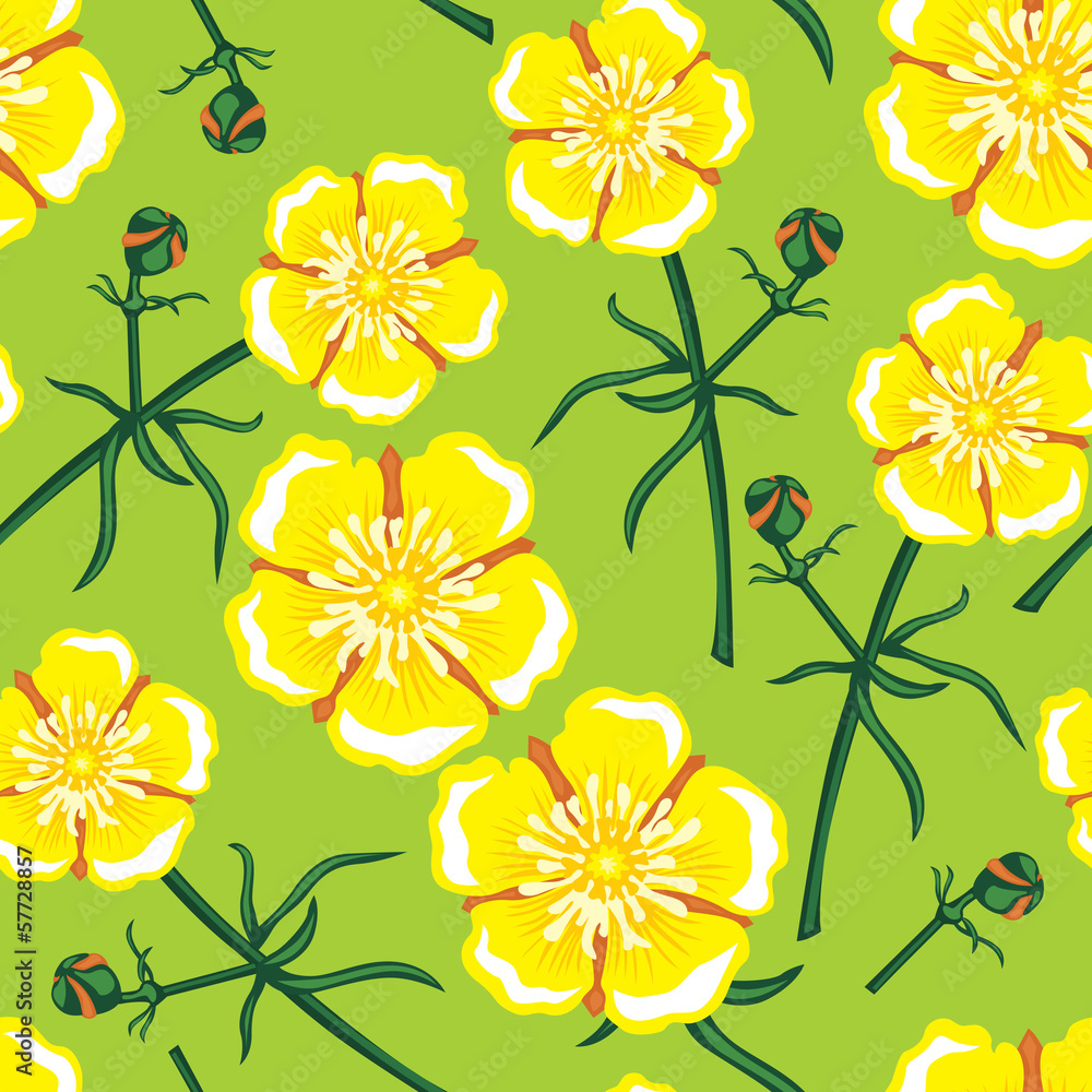 Poster Yellow flower seamless pattern