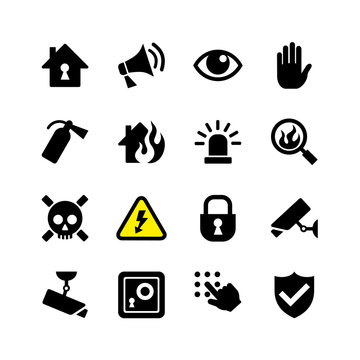 Web icon set - danger, fire, security, surveillance