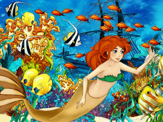 Obraz na płótnie Canvas The ocean and the mermaids - illustration