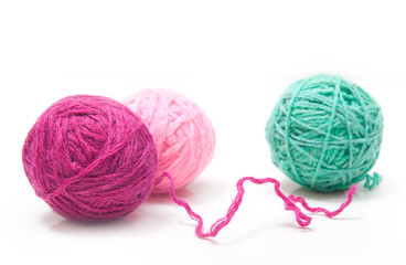 Balls of yarn for knitting isolated