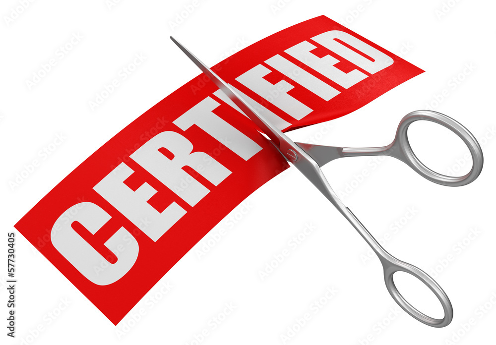 Poster scissors and certified (clipping path included)