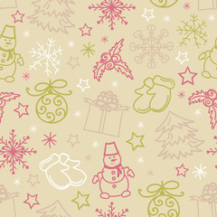 Seamless pattern of Christmas items