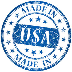 Made in usa vector round blue stamp