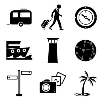 travel and vacation icons set