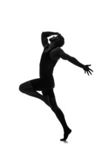Fototapeta premium silhouette of male dancer isolated on white
