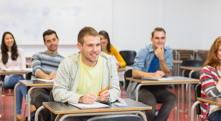 Young students smiling in classroom