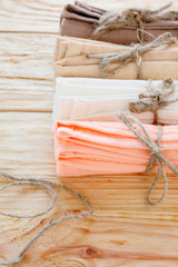 cotton kitchen towels tied with twine