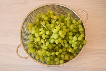 Green grapes in healthy eating concept
