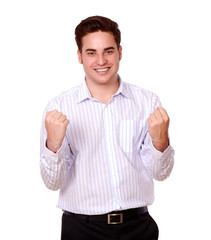 Fototapeta premium Excited young man celebrating his victory