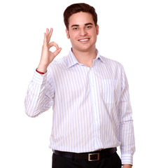 Fototapeta premium Attractive caucasian male with ok sign