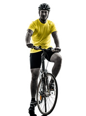 Fototapeta premium man bicycling mountain bike silhouette