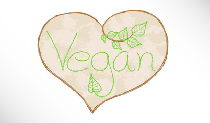 Vegan label in the shape of heart