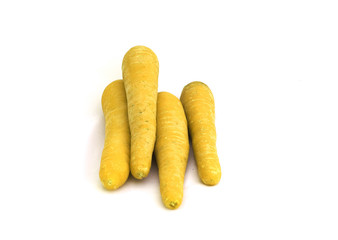 The  yellow carrot isolated on white