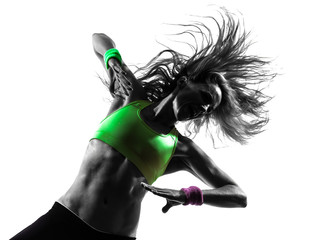 woman exercising fitness zumba dancing silhouette