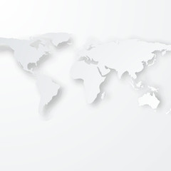 Fototapeta premium White/Grey World Map with Realistic Drop shadow /Vector