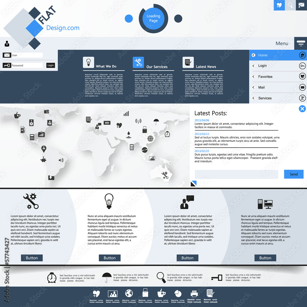 Poster flat website template design