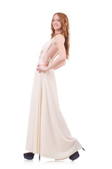 Man in white dress isolated on white