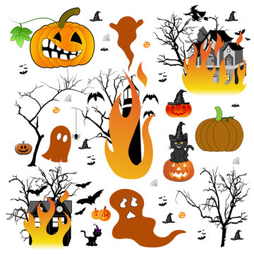 Set of halloween design elements