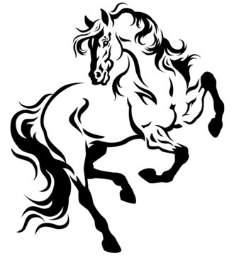 Horse Tattoo Black White