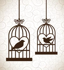 Papier Peint photo Oiseaux en cages La Saint-Valentin