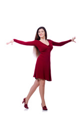 Woman dancing isolated on the white