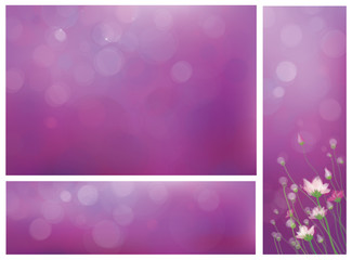 Vector violet background and banners for design.