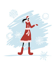 Girl in winter coat for your design