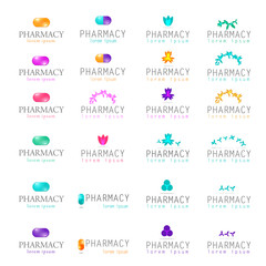 Pharmacy Icons Set - Isolated On White Background - Vector