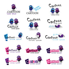 Cartoon Icons Set - Isolated On White Background - Vector