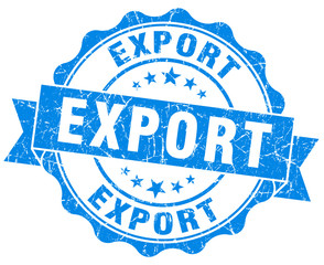 Fototapeta premium Export grunge round blue seal isolated on white background