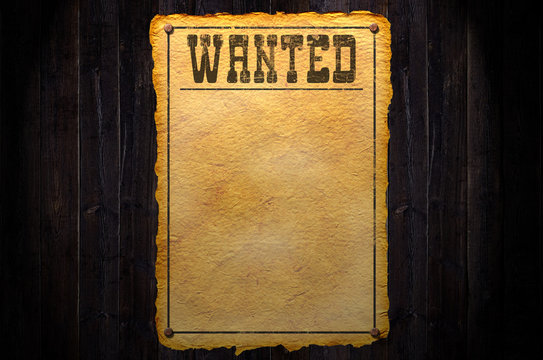 Wanted auf Holz Hintergrund