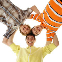 Obraz premium Group of smiling happy teenagers isolated on white