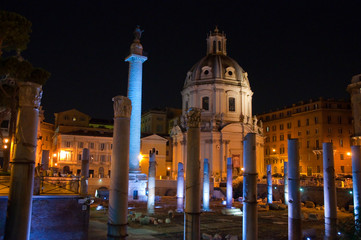 Trajan's Forum at Night. Rome, Italy.