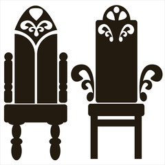 furniture of throne icons isolated on white background