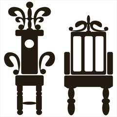 furniture of throne icons isolated on white background