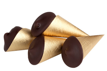 chocolate cones isolated on white background